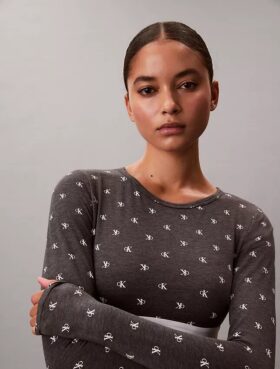 T-shirt Bralette à manches longues légèrement doublé en coton Modal Icon