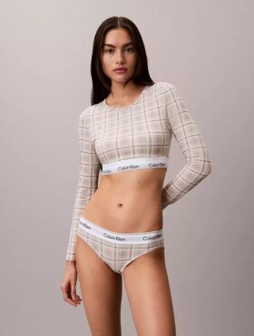 T-shirt Bralette à manches longues légèrement doublé en coton Modal Icon