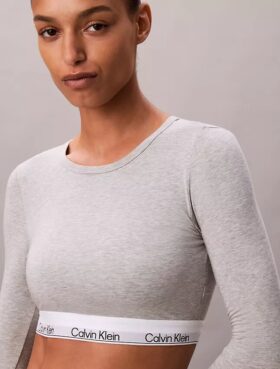 T-shirt Bralette à manches longues légèrement doublé en coton Modal Icon