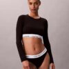 T-shirt Bralette à manches longues légèrement doublé en coton Modal Icon