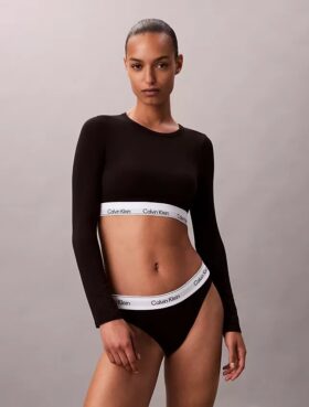 T-shirt Bralette à manches longues légèrement doublé en coton Modal Icon