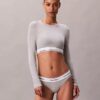 T-shirt Bralette à manches longues légèrement doublé en coton Modal Icon
