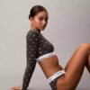 T-shirt Bralette à manches longues légèrement doublé en coton Modal Icon