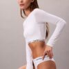 T-shirt Bralette à manches longues légèrement doublé en coton Modal Icon