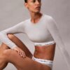 T-shirt Bralette à manches longues légèrement doublé en coton Modal Icon
