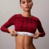 T-shirt Bralette à manches longues légèrement doublé en coton Modal Icon