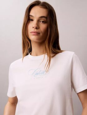 T-shirt classique avec logo Calvin Script
