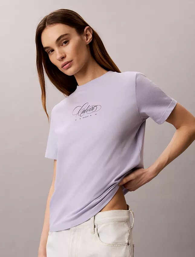 T-shirt classique avec logo Calvin Script T-shirt classique avec logo Calvin Script