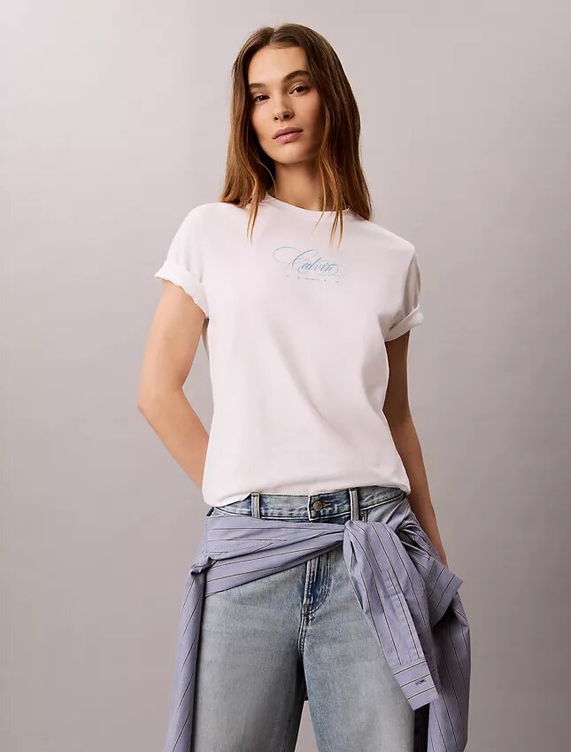 T-shirt classique avec logo Calvin Script T-shirt classique avec logo Calvin Script