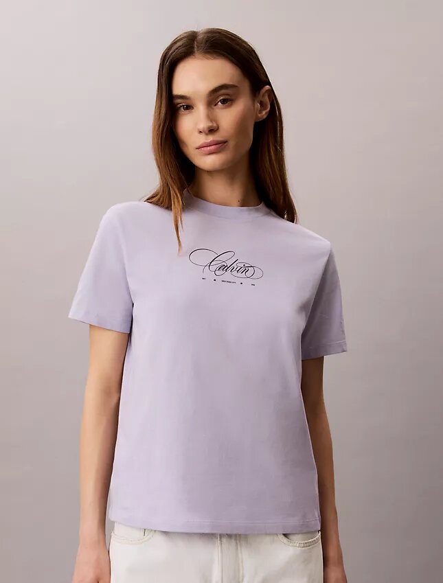 T-shirt classique avec logo Calvin Script T-shirt classique avec logo Calvin Script
