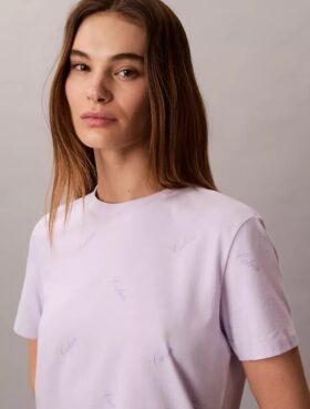 T-shirt classique avec logo en lettres cursives sur toute la surface