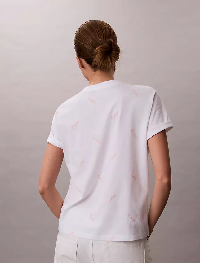 T-shirt classique avec logo en lettres cursives sur toute la surface T-shirt classique avec logo en lettres cursives sur toute la surface