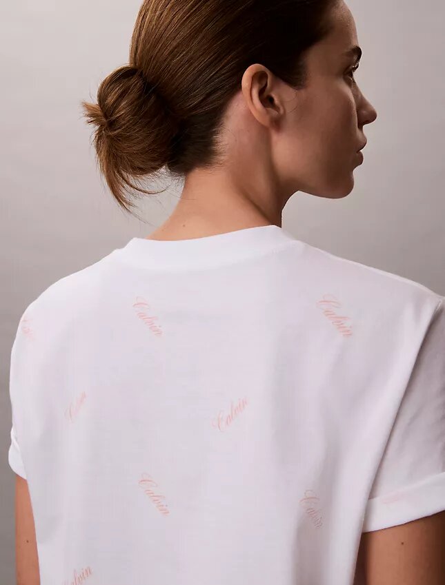 T-shirt classique avec logo en lettres cursives sur toute la surface T-shirt classique avec logo en lettres cursives sur toute la surface