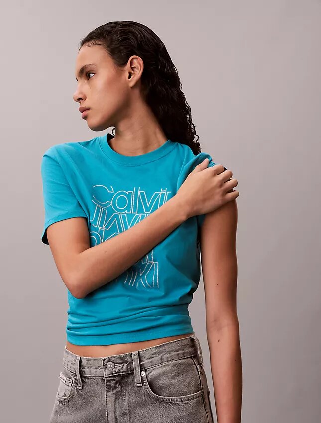 T-shirt classique avec logo pailleté T-shirt classique avec logo pailleté