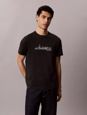 T-shirt classique avec motif de skyline urbain