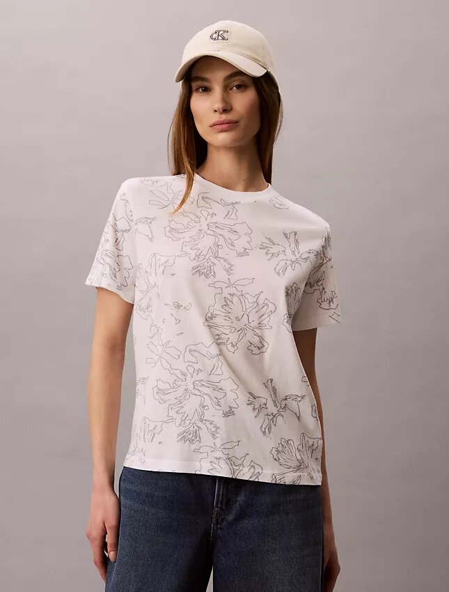 T-shirt classique à motif floral T-shirt classique à motif floral