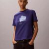 T-shirt classique à motif floral flou T-shirt classique à motif floral flou