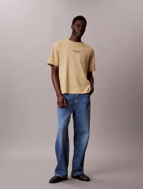 T-shirt à col rond classique avec logo délavé