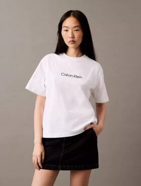 T-shirt à col rond et coupe carrée avec logo standard