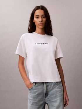 T-shirt à col rond et coupe carrée avec logo standard