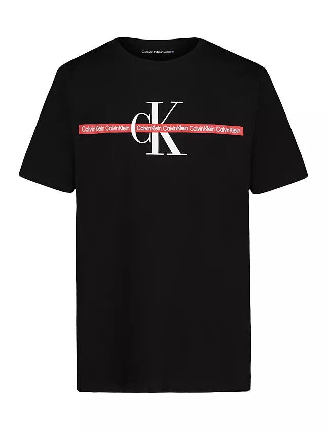 T-shirt à col rond à rayures Monologo pour garçons T-shirt à col rond à rayures Monologo pour garçons