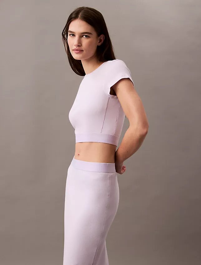 T-shirt court en Cotton Stretch côtelé T-shirt court en Cotton Stretch côtelé