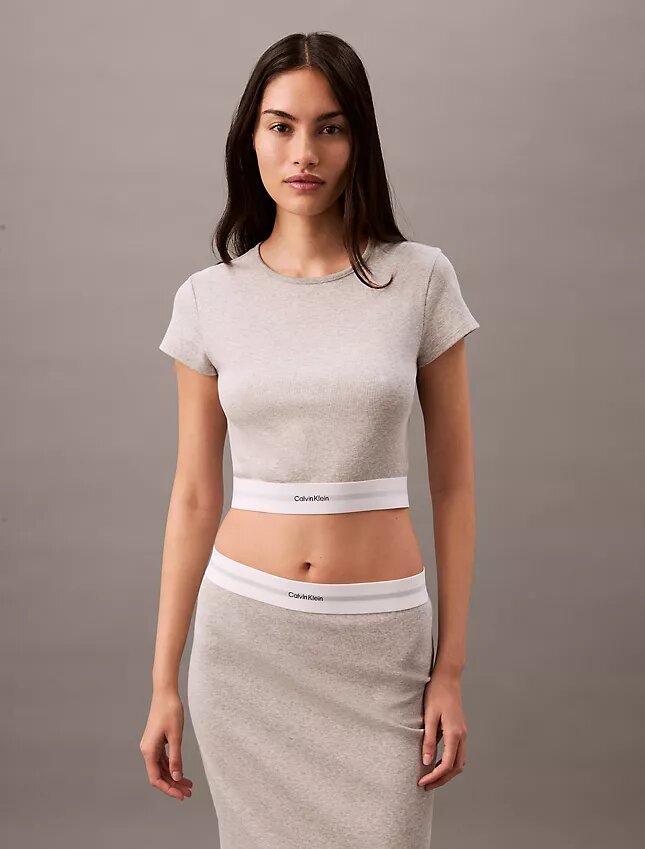 T-shirt court en Cotton Stretch côtelé T-shirt court en Cotton Stretch côtelé