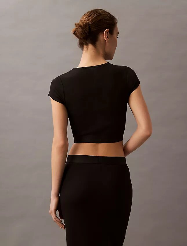 T-shirt court en Cotton Stretch côtelé T-shirt court en Cotton Stretch côtelé