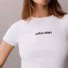 T-shirt court à logo et bord-côte ajusté T-shirt court à logo et bord-côte ajusté