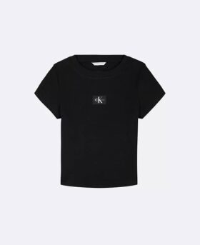 T-shirt à côtes tissé Monologo pour filles