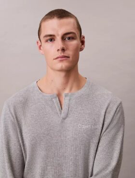T-shirt de nuit Henley en maille gaufrée
