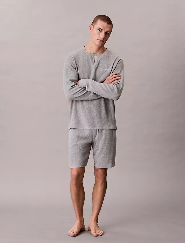 T-shirt de nuit Henley en maille gaufrée T-shirt de nuit Henley en maille gaufrée