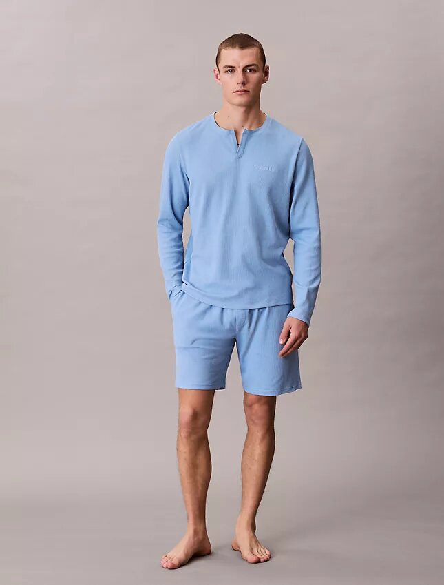 T-shirt de nuit Henley en maille gaufrée T-shirt de nuit Henley en maille gaufrée