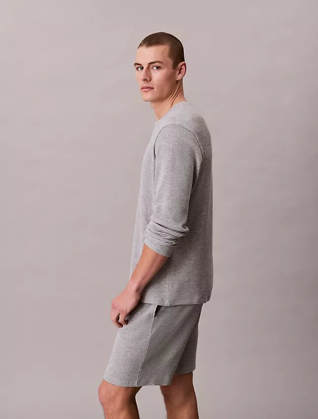 T-shirt de nuit Henley en maille gaufrée T-shirt de nuit Henley en maille gaufrée