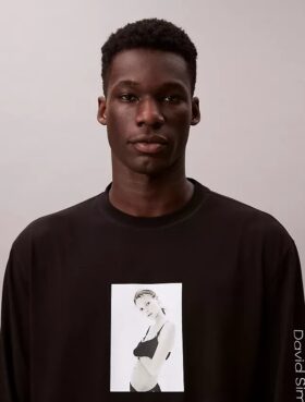 T-shirt graphique à manches longues ample Kate Moss