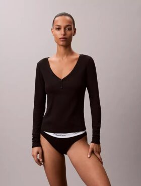 T-shirt Henley en Cotton Stretch côtelé T-shirt Henley en Cotton Stretch côtelé