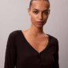 T-shirt Henley en Cotton Stretch côtelé T-shirt Henley en Cotton Stretch côtelé