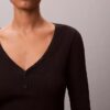 T-shirt Henley en Cotton Stretch côtelé T-shirt Henley en Cotton Stretch côtelé