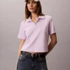 T-shirt polo en coton à bord-côtes T-shirt polo en coton à bord-côtes