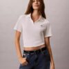 T-shirt polo en coton à bord-côtes T-shirt polo en coton à bord-côtes