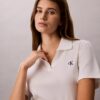 T-shirt polo en coton à bord-côtes T-shirt polo en coton à bord-côtes