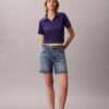 T-shirt polo en coton à bord-côtes T-shirt polo en coton à bord-côtes