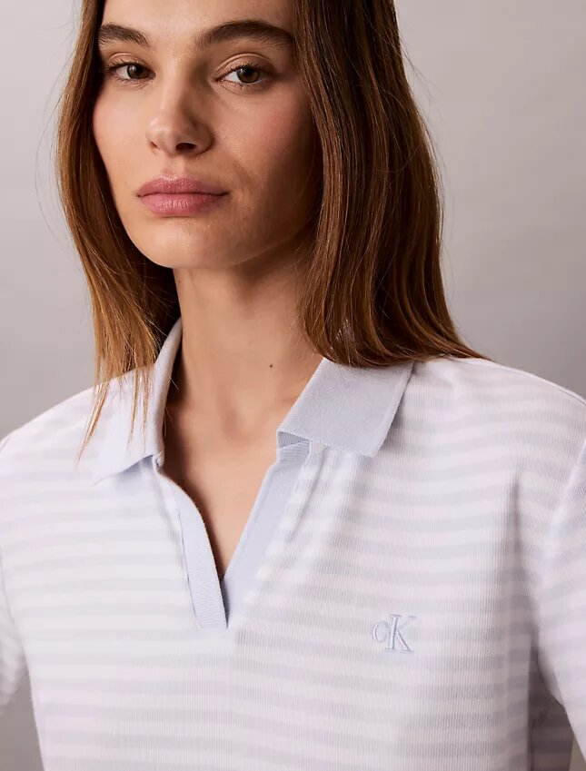 T-shirt polo en coton à bord-côtes T-shirt polo en coton à bord-côtes