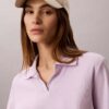 T-shirt polo en coton à bord-côtes T-shirt polo en coton à bord-côtes