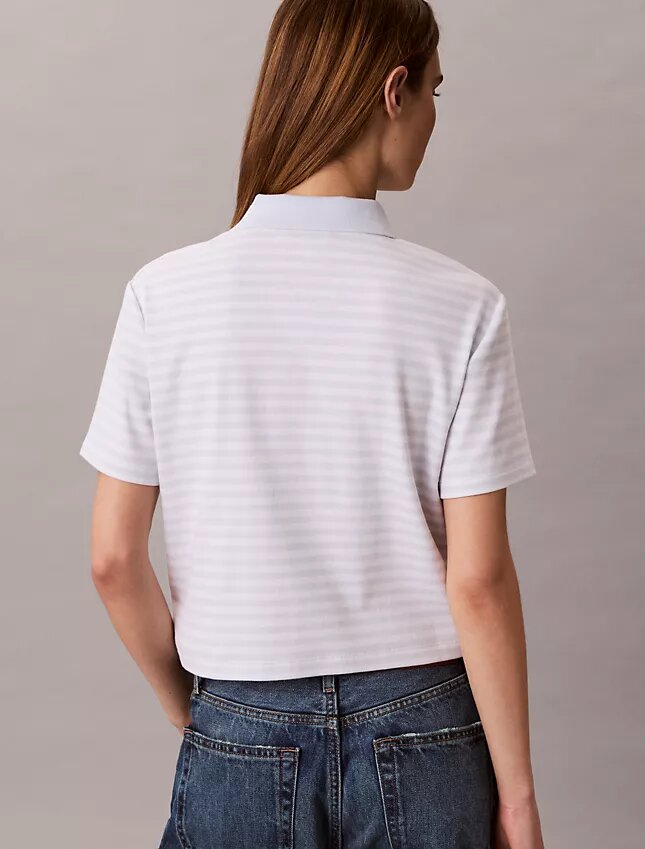 T-shirt polo en coton à bord-côtes T-shirt polo en coton à bord-côtes