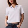 T-shirt polo en coton à bord-côtes T-shirt polo en coton à bord-côtes