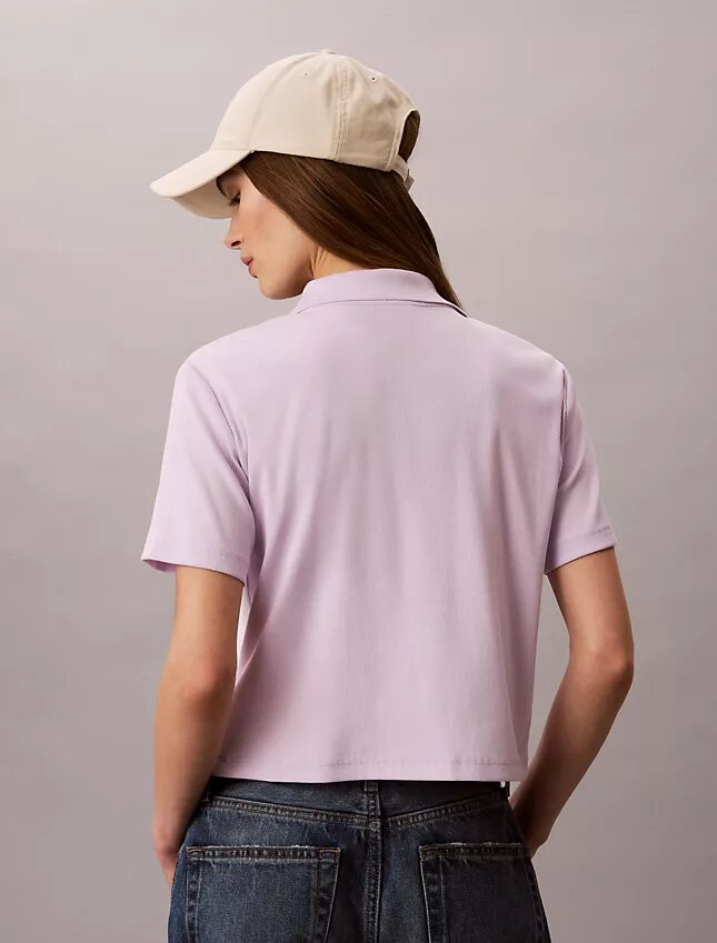 T-shirt polo en coton à bord-côtes T-shirt polo en coton à bord-côtes