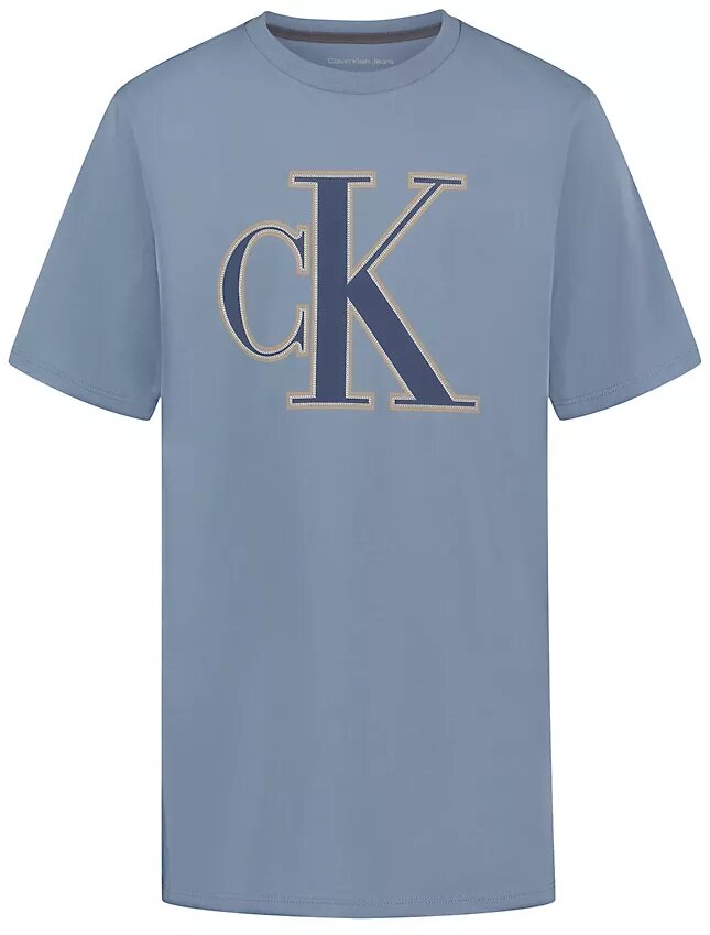 T-shirt pour garçons avec logo Monogram en point de chaînette T-shirt pour garçons avec logo Monogram en point de chaînette