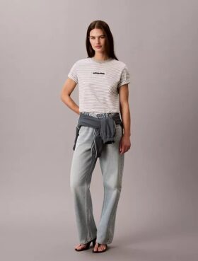 T-shirt rayé avec logo CK