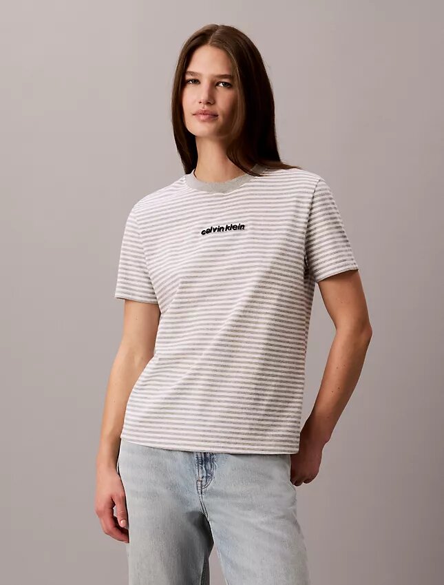 T-shirt rayé avec logo CK T-shirt rayé avec logo CK